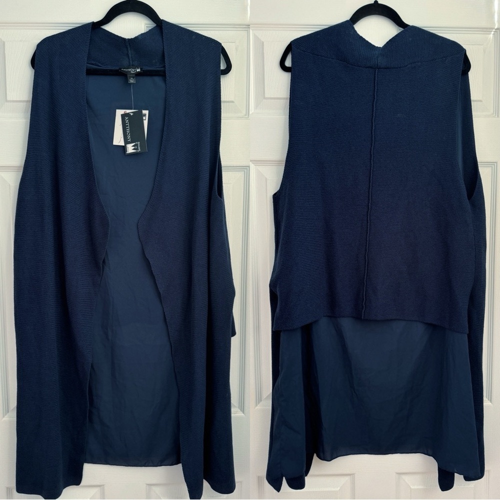 Anthony Originals Long Lightweight Vest, Size 1X-NWT.